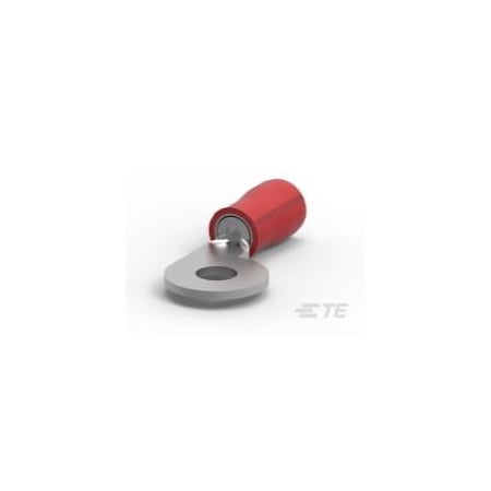 Te Connectivity Ring Terminal, #6 Stud Size, 20 AWG, 300 V, Nylon Insulated, Red 52284-2